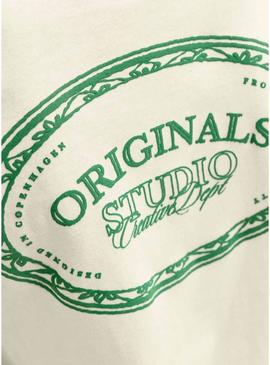 Camiseta Jack and Jones Greene Branding bege para criança