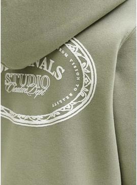 Blusa com capuz verde Jack and Jones Greene Branding para crianças.