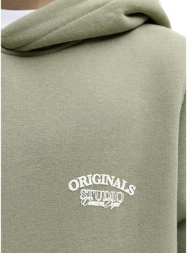 Blusa com capuz verde Jack and Jones Greene Branding para crianças.