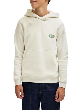 Moletom Jack and Jones Greene Branding bege para criança.