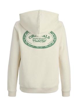 Moletom Jack and Jones Greene Branding bege para criança.