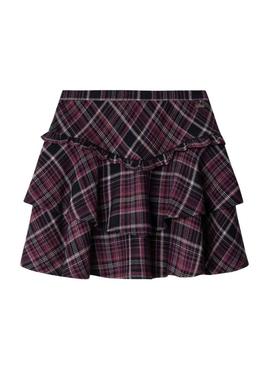 Saia Pepe Jeans Diane azul marinho e rosa para menina.