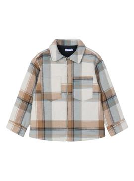 Jaqueta Mayoral xadrez bege para menino.