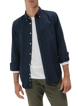 Camisa El Pulpo casual sarja tingida azul marinho para homem