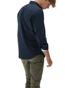 Camisa El Pulpo casual sarja tingida azul marinho para homem