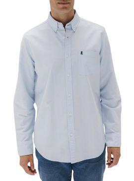 Camisa El Pulpo casual com bolso Oxford azul para homem.