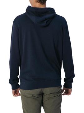 Moletom El Pulpo com capuz bordado heritage azul marinho para homem.