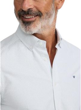 Camisa Silbon esporte listrada verde Oxford para homem.