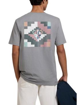 Camiseta Silbon pixel étnica cinza para homem.