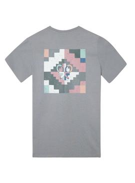 Camiseta Silbon pixel étnica cinza para homem.