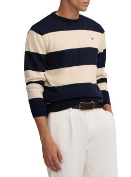 Camisa de riscas bege Silbon para homem