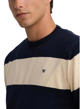 Camisa de riscas bege Silbon para homem