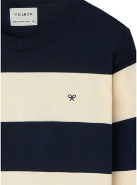 Camisa de riscas bege Silbon para homem