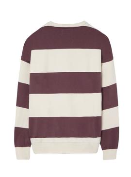 Moletom Silbon relaxed listras creme e grená para homem.