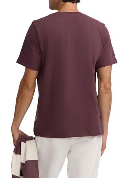 Camiseta Silbon minilogo granate para homem.