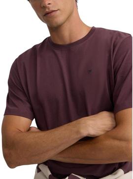 Camiseta Silbon minilogo granate para homem.