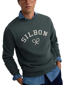 Moletom Silbon raqueta de veludo cotelê verde para homem