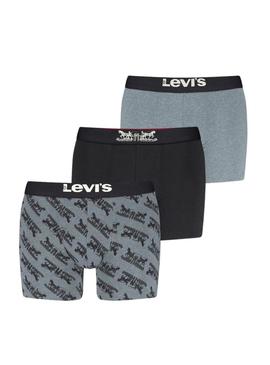 Pack 3 boxers Levis Gift Horse preto e cinza para homem.