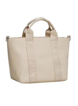 Bolsa Tommy Jeans Daily Elevated Mini bege para mulher.