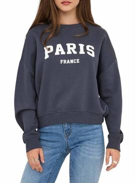 Moletom Only Onlsweat Life azul marinho para mulher.