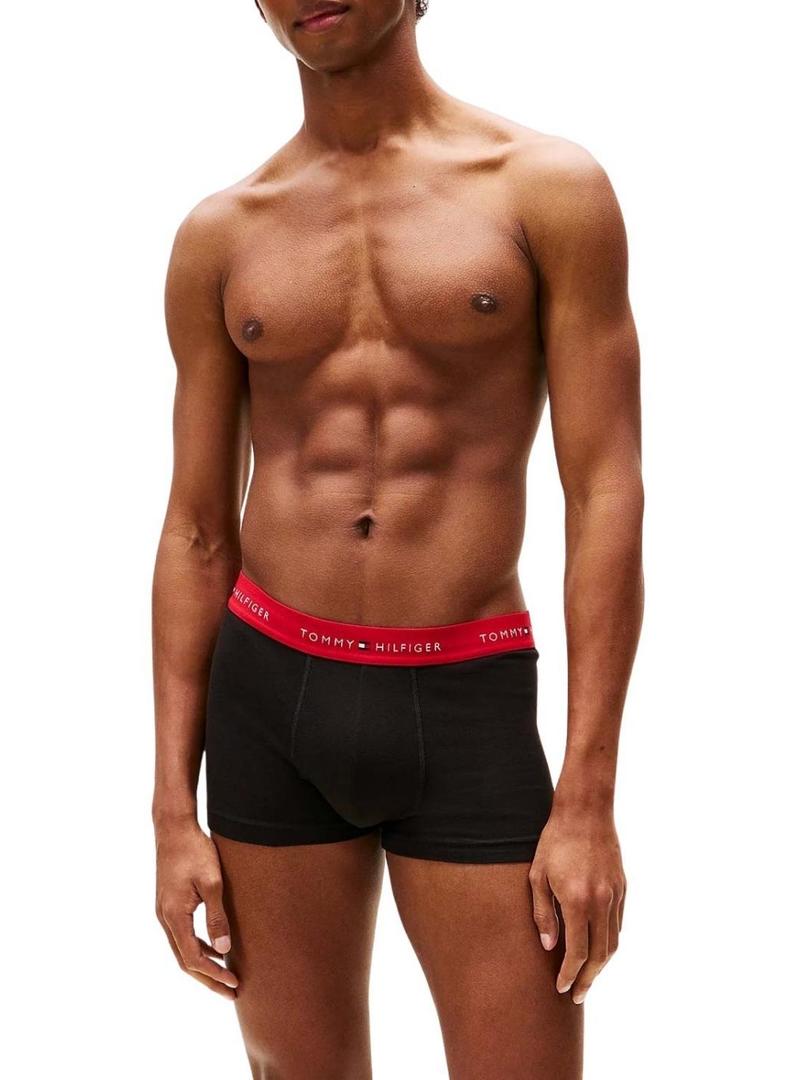 Pack de 3 cuecas Tommy Hilfiger Trunk Signature preto para homem.