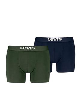 Pack 2 cuecas Levis Basic verde e marinho para homem.
