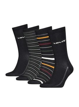 Pacote com 4 pares de meias Levis Giftbox preto para homem.