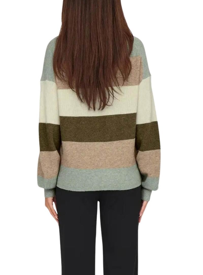 Camisola Jersey Only Atia às riscas multicolorida para mulher.