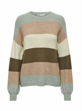 Camisola Jersey Only Atia às riscas multicolorida para mulher.