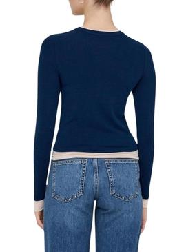 Camiseta Only Virro marinho para mulher.