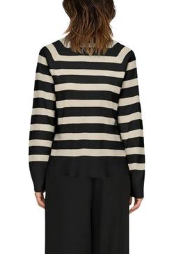 Jersey Only Ama listras preto para mulher