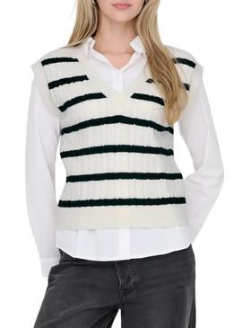 Colete listrado branco Only Katia para mulher