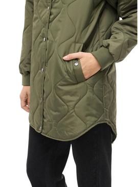 Casaco acolchoado Vila Vitate verde para mulher.