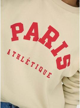 Moletom Only Onlsweat Life bege para mulher.