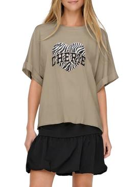 Camisa Only Lucy bege para mulher.