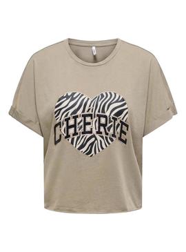 Camisa Only Lucy bege para mulher.