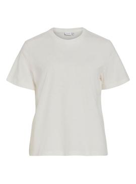 Camisa Vila Viybilla Rose branca para mulher.