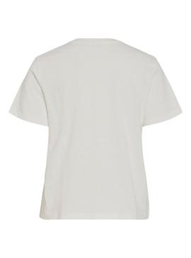 Camisa Vila Viybilla Rose branca para mulher.