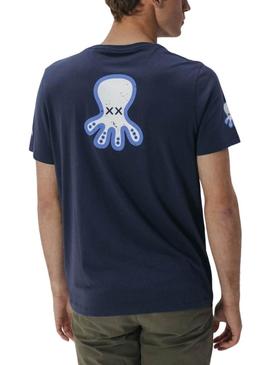 Camisa El Pulpo triplo logotipo azul para homem