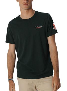 Camiseta El Pulpo triplo verde logo para homem.