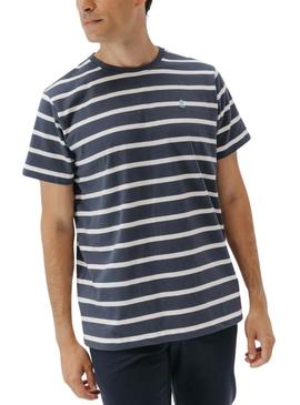 Camiseta El Pulpo listrada azul marinho para homem.