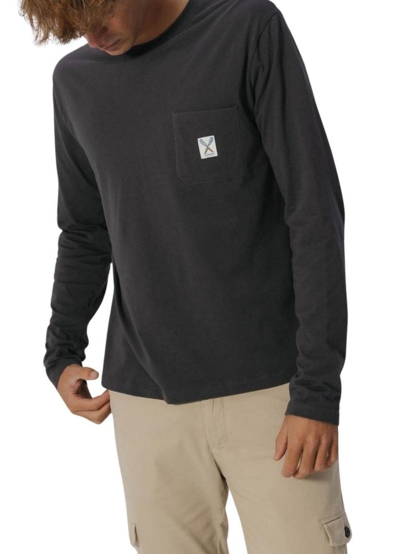 Camiseta El Pulpo manga comprida cinza antracite para homem.