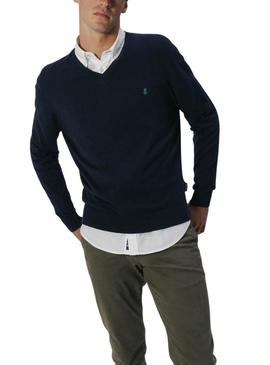 Camisola El Pulpo básica com gola em V azul marinho para homem