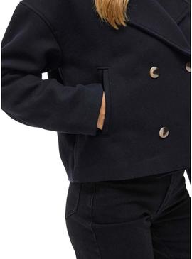 Casaco curto Vila Kamina azul marinho para mulher