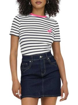 Camiseta Only Heart flamenco listrada para mulher.