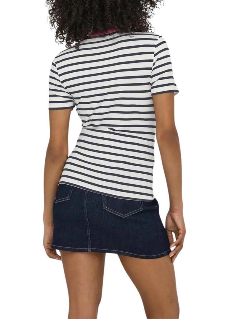 Camiseta Only Heart flamenco listrada para mulher.