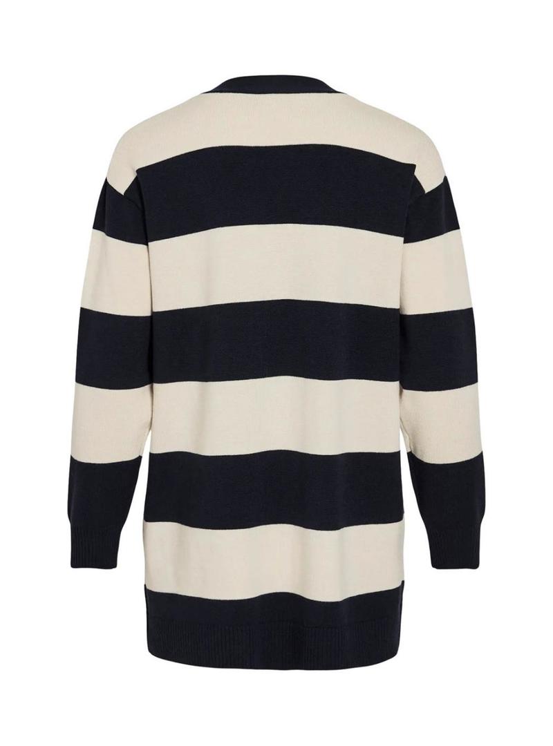 Jaqueta Vila Vipolly azul marinho e branco para mulher.