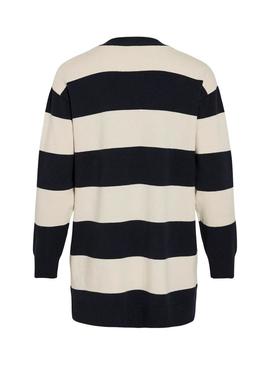 Jaqueta Vila Vipolly azul marinho e branco para mulher.