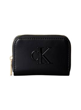 Carteira Calvin Klein Jeans Bold Ck preta para mulher.