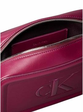 Bolsa Calvin Klein Jeans Bold Camera bordô para mulher
